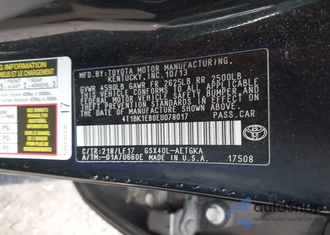 2014 Toyota Avalon Xle Premium z USA, uszkodzony, nr VIN 4T1BK1EB0EU078017